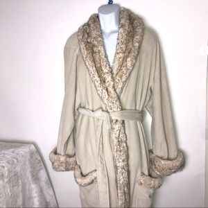 Pottery Barn Faux Fur Beige Robe XL